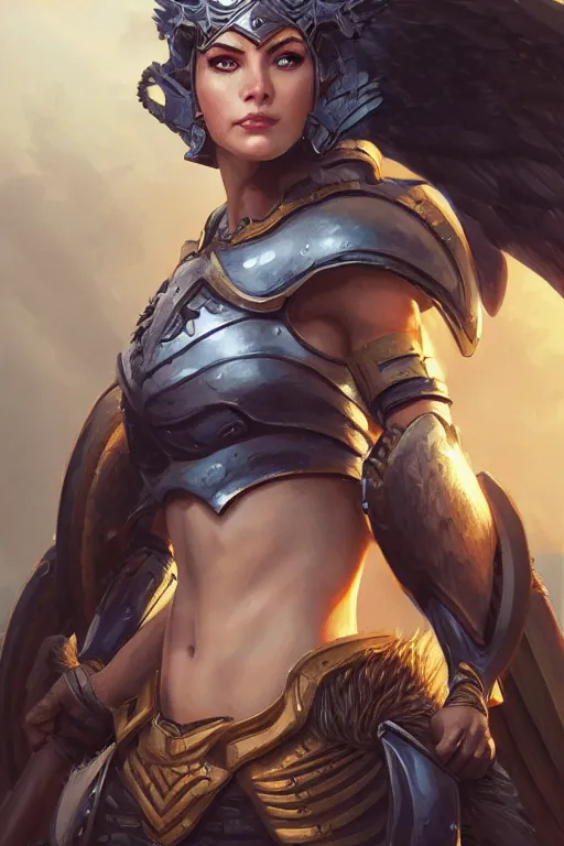 Image similar to amazon valkyrie athena, d & d, fantasy, portrait, highly detailed, headshot, digital painting, trending on artstation, concept art, sharp focus, illustration, art by artgerm and greg rutkowski and magali villeneuve