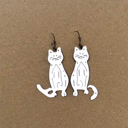 Image similar to 2d lasercut cat earrings, in the style of emi lomax, popular on artstation, popular on deviantart