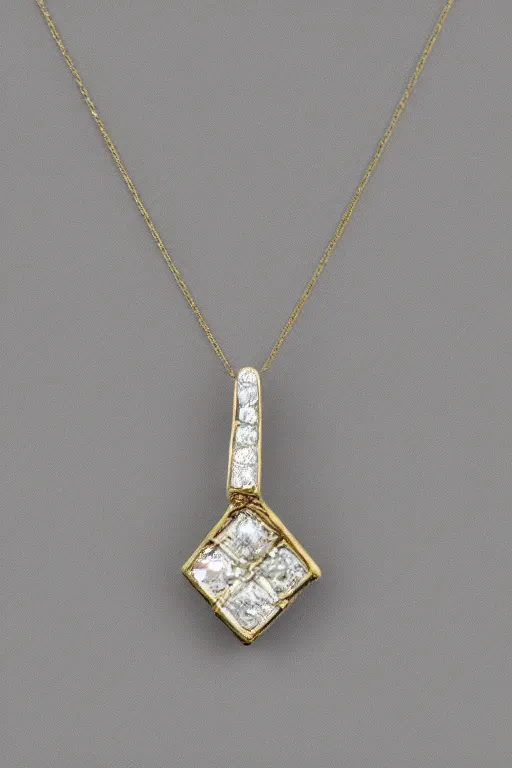 Prompt: gold and diamond pendant with the same shape and features as this photo