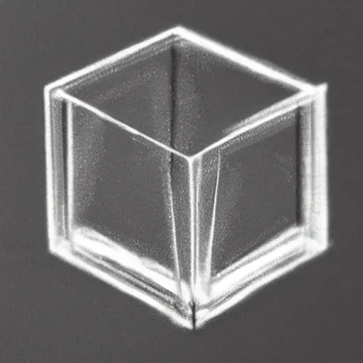 Image similar to a pencil sketch of a transparent cube