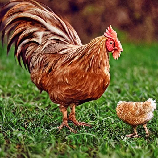 Prompt: hybrid of a cat and a chicken, wild species photography, award-winning