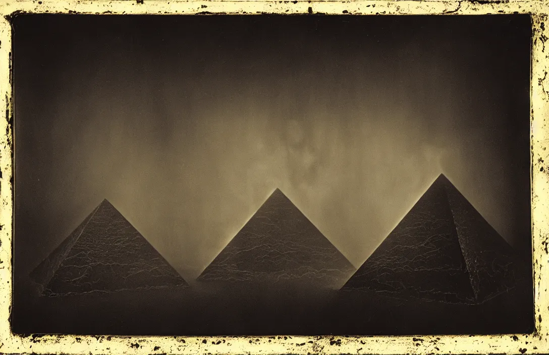 Image similar to light and shade should blend without lines or borders, in the manner of smoke intact flawless ambrotype from 4 k criterion collection remastered cinematography gory horror film, ominous lighting, evil theme wow photo realistic postprocessing photograph by ansel adams the pyramid of figures is drawn together worms eye painting by claude gellee