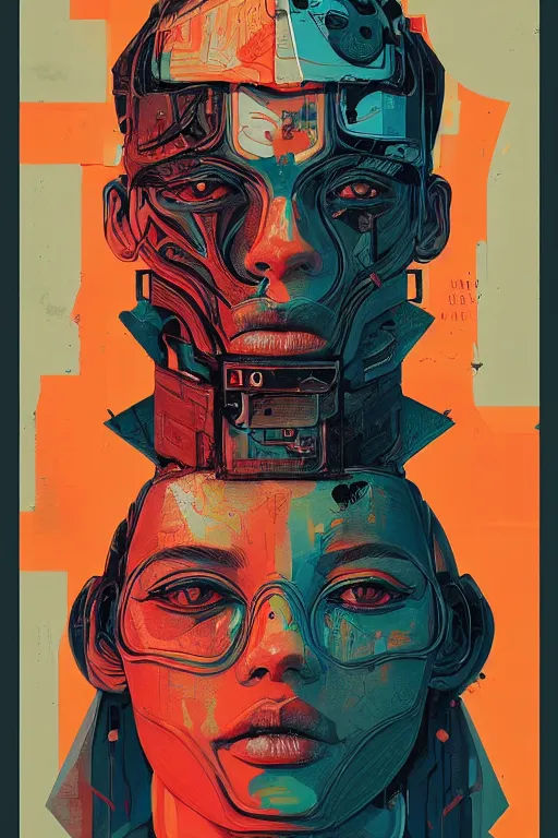 Image similar to hyper human face propaganda screen printing movie poster, art style by sachin teng, artgerm, h. r. giger, graffiti street art, iconic, masterpiece, organic painting, hard edges, ornate and hyper detailed