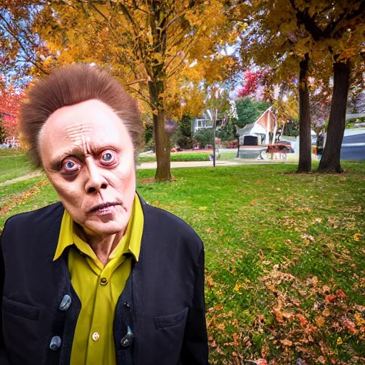 Image similar to christopher walken trick or treating on halloween, ( sony a 7 r iv, symmetric balance, polarizing filter, photolab, lightroom, 4 k, dolby vision, photography awardm, voque, perfect face )