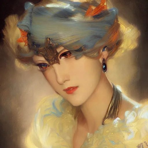 Image similar to detailed portrait of art deco anime girl, painting by gaston bussiere, craig mullins, j. c. leyendecker