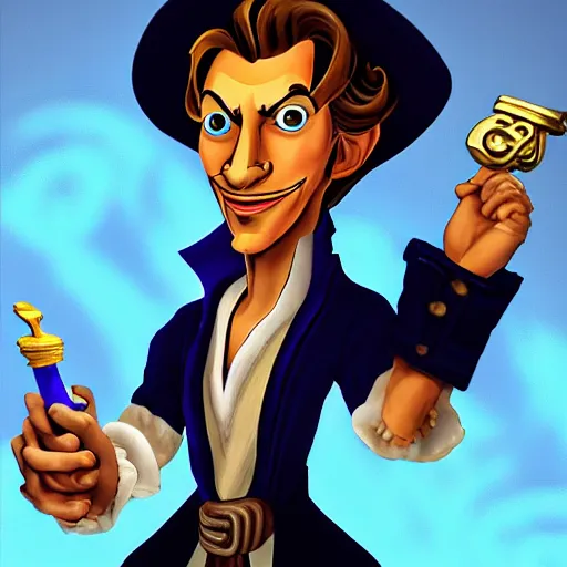 Image similar to linkedin portrait of Guybrush threepwood