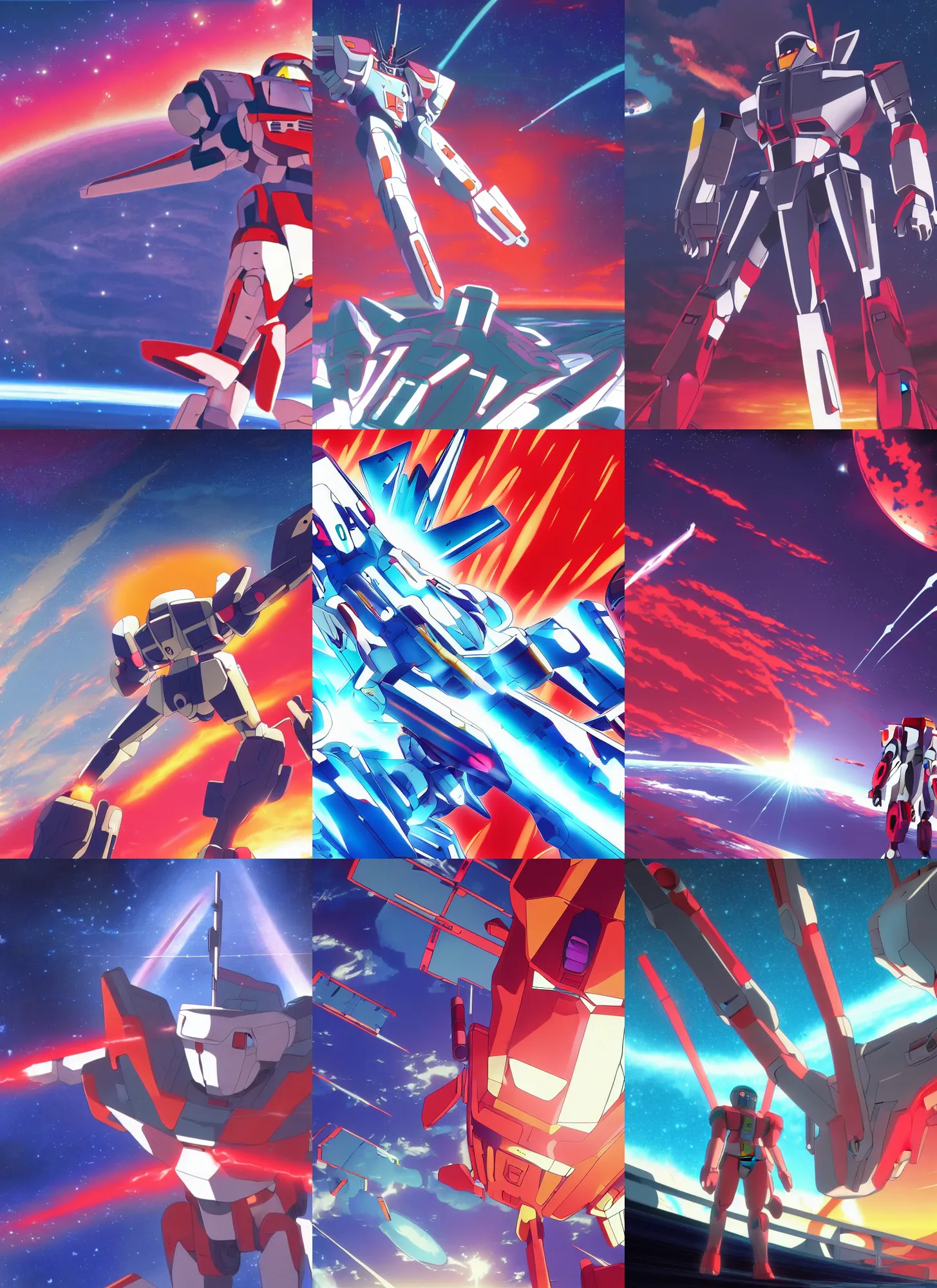 Prompt: Sci fi anime screenshot of Space Runaway Ideon. Sunrise Animation. Sunrise mecha show. semi-realistic anime illustration, modern mecha anime, mecha anime in the style of Neon Genesis Evangelion, trending on Pixiv, cinematic, 4K