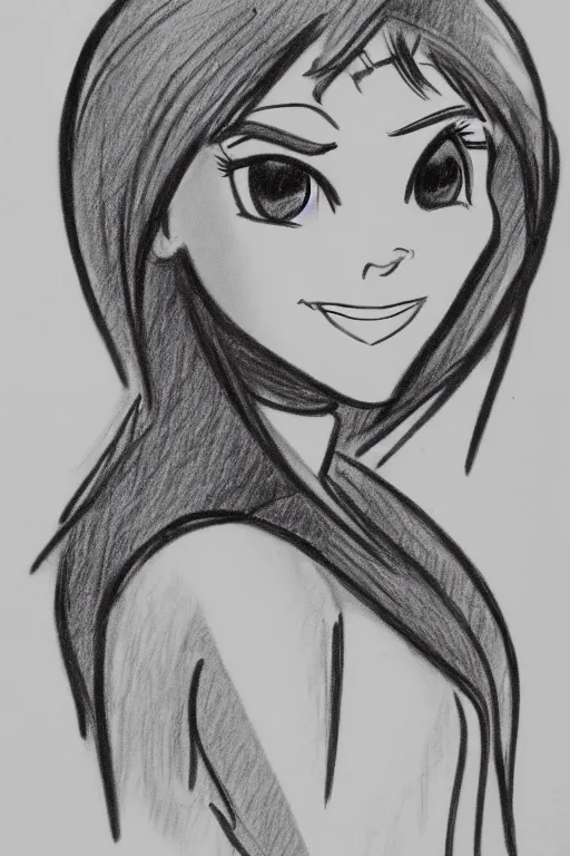 Image similar to milt kahl intricate symmetrical pencil sketch portrait of kim possible