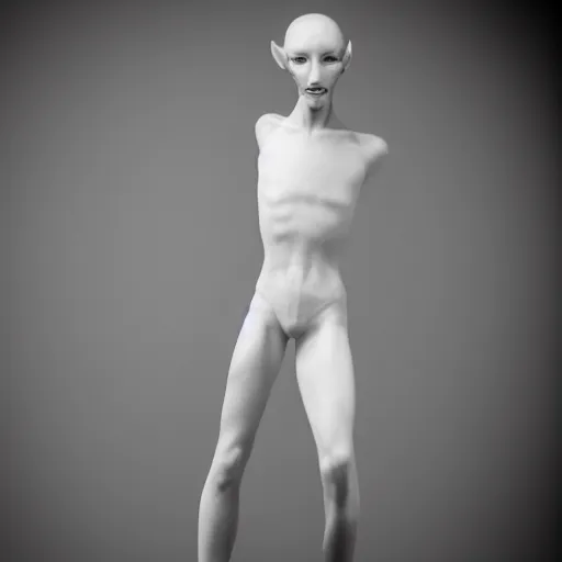 Prompt: fashion photography of a genderless deformed alien model, full body, photo 3 5 mm leica, hyperdetail, berghain, 8 k, very detailed, black and white