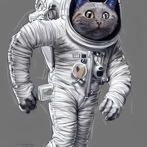 Prompt: a cat in a astronaut suit, 3d, sci-fi fantasy, intricate, elegant, highly detailed, lifelike, photorealistic, digital painting, artstation, illustration, concept art, sharp focus, art in the style of Shigenori Soejima