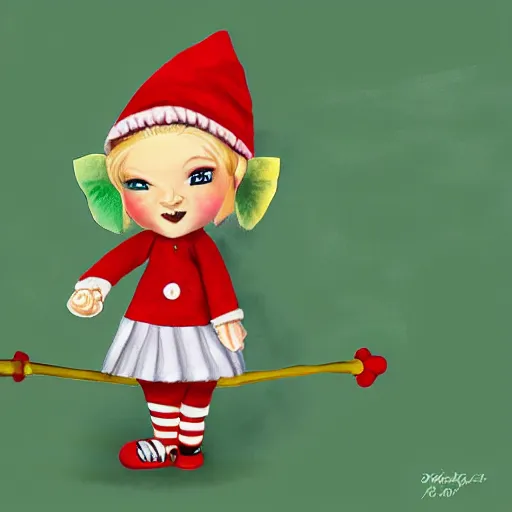 Prompt: athletic gnome with blonde hair and short bow, digital art