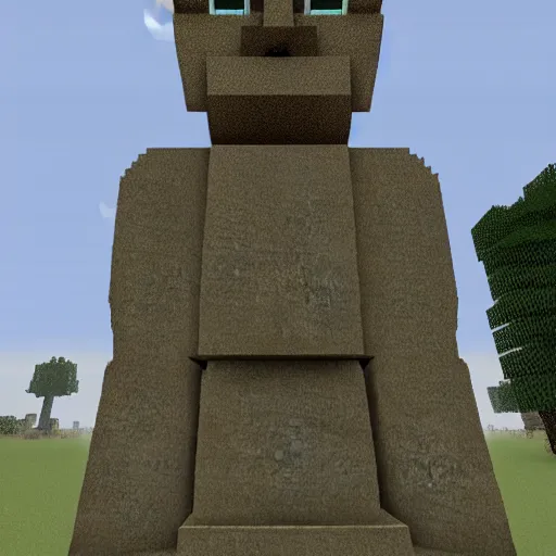 Prompt: moai statue built in minecraft, screenshot