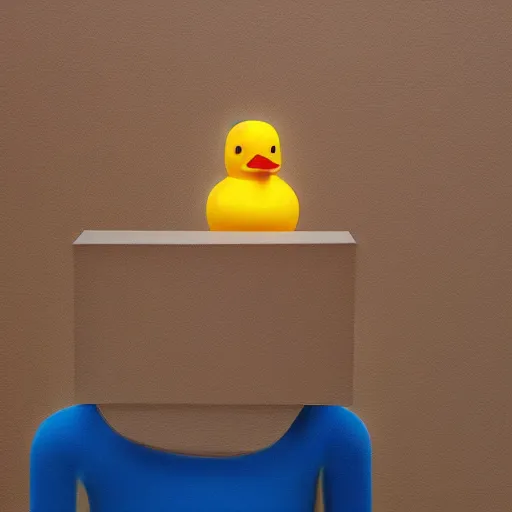 Prompt: portrait of a yellow rubber duck, by beeple, oil on canvas.