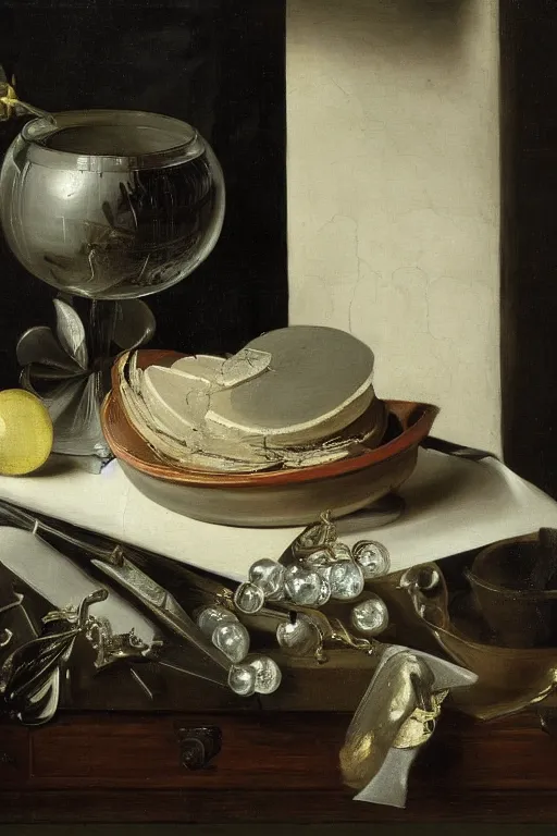 Prompt: a vanitas painting from the 21st century by pieter claesz