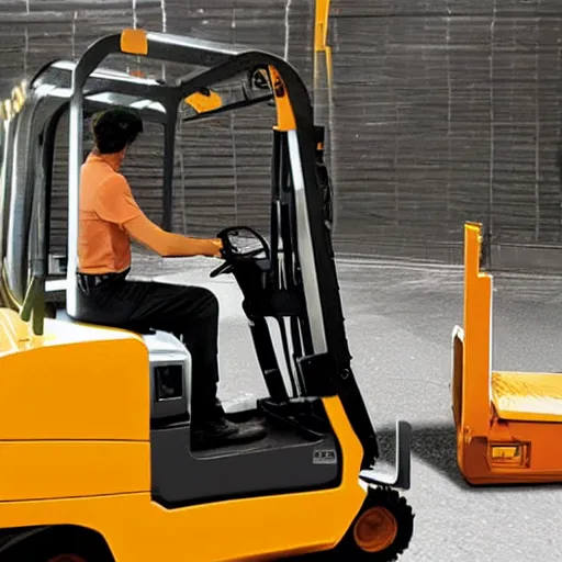 Image similar to Jesus driving a fork lift