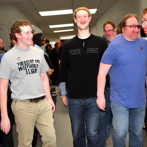 Prompt: Mark Zuckerberg enjoying gabe newell\'s company