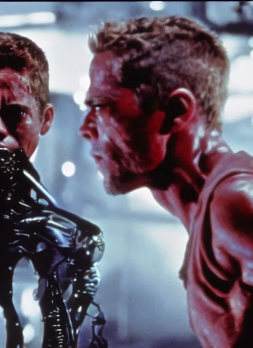 Image similar to film still of Paul Walker as The Terminator in The Terminator, 4k