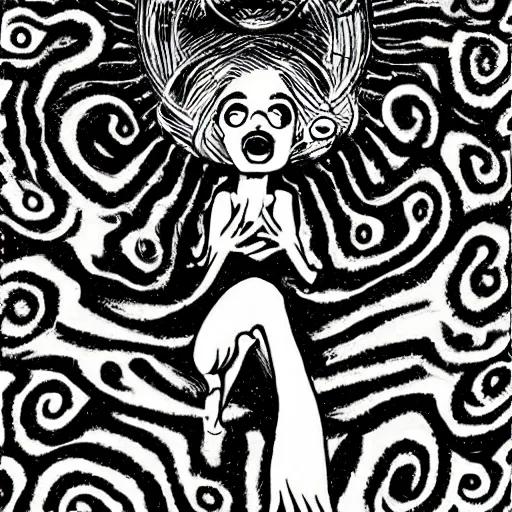 Image similar to lovecraftian many eyed angel, drawn in junji ito manga style