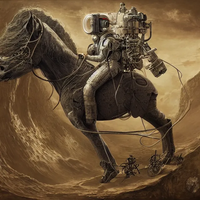 Prompt: horse on the astronaut's back, crawling on knees, industrial sci - fi, by mandy jurgens, ernst haeckel, james jean