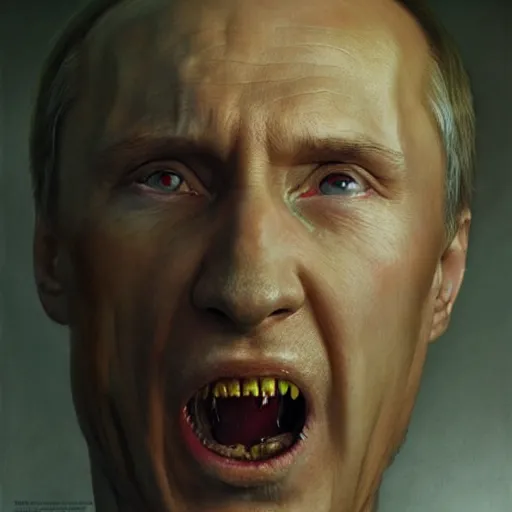 Prompt: a portrait of vladimir putin's, eating worms from toilet, macabre, horror, by donato giancola and greg rutkowski and wayne barlow and zdzisław beksinski, realistic face, visible face, digital art, artstation, symmetry