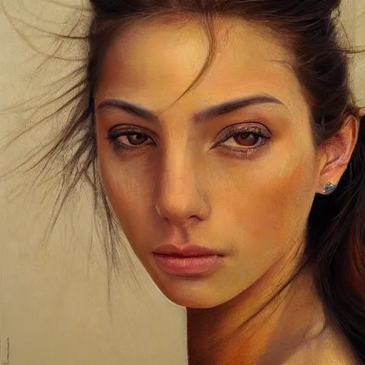 Image similar to beautiful detailed woman portrait, painting by lionel smit