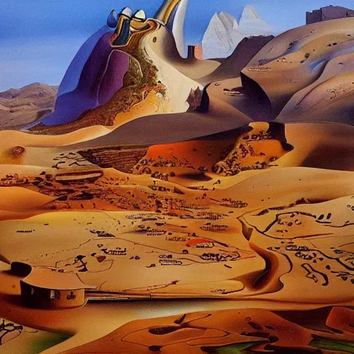 Image similar to kurdistan painted by salvador dali, highly detailed, insanely intricate, award winning art, trending on artstation