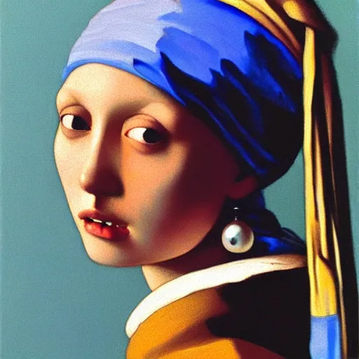 Prompt: Girl with a Pearl Earring by Zdislaw Beksinski