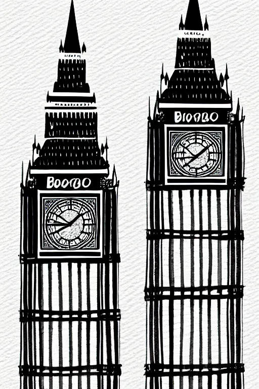 Prompt: minimalist watercolor art of big ben, illustration, vector art