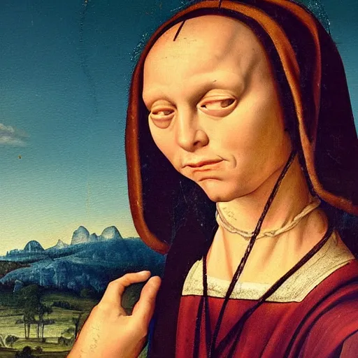 Prompt: a renaissance style portrait painting of E.T