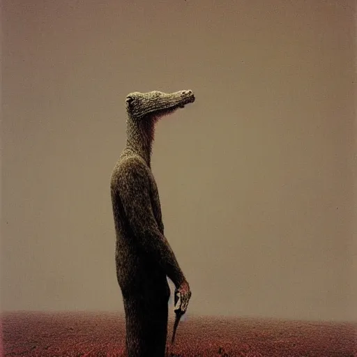 Prompt: animal in suit made by zdzislaw beksinski