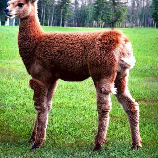 Prompt: a full grown alpaca - coyote - moose hybrid