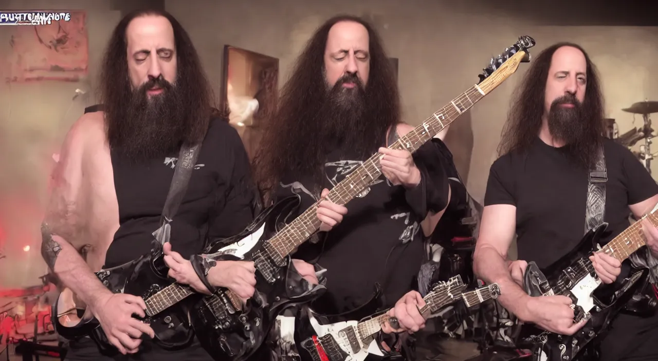 Image similar to john petrucci plays guitar with donald trump, 2 0 1 5 official music video, shot on sony a 7, studio recording