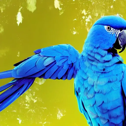 Image similar to blue parrots emerging from fluids mixing, atmospheric liquids, ornate intricate, hyper realistic, 16k, post processing, saturated blue colors, nature background