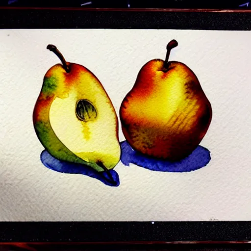 Prompt: a high detail watercolor of anime pear