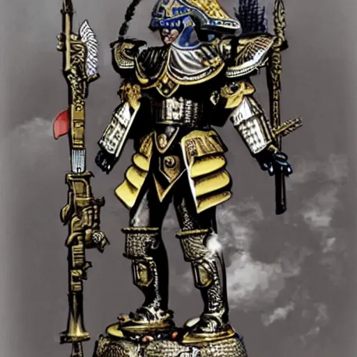 Image similar to God Emperor BongBong Marcos, Warhammer 4K armor,