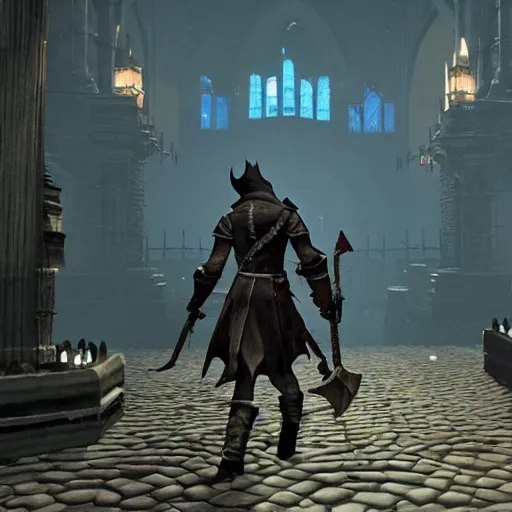 Prompt: bloodborne low poly oldschool runescape, running on psx, gameplay screenshot