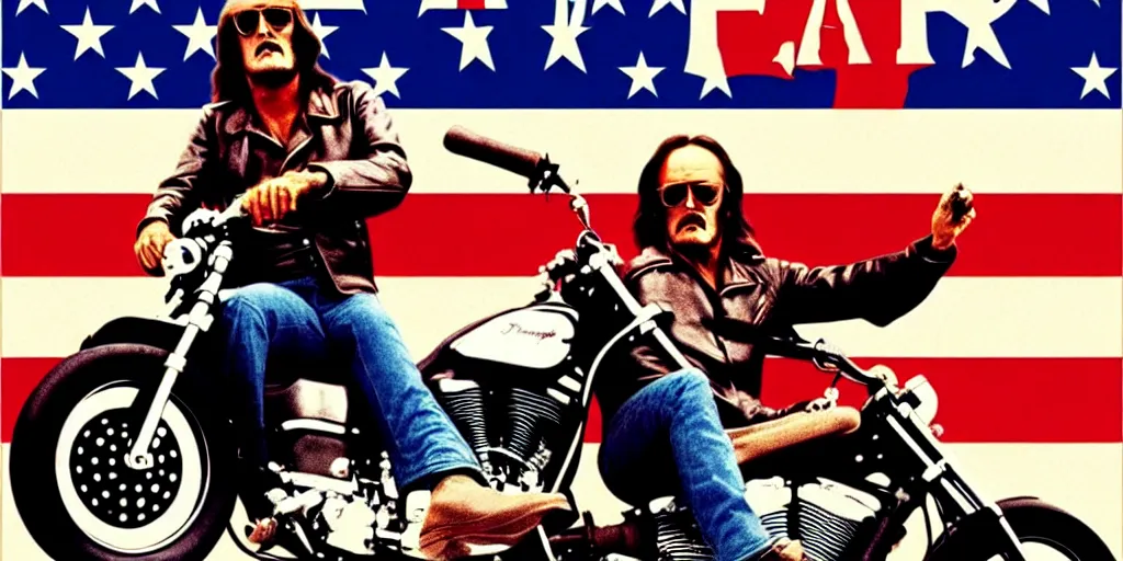 Image similar to easy rider, peter fonda, dennis hopper, poster