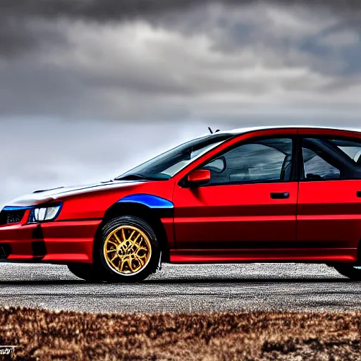 Image similar to velociraptor mongoliensis as wrx impreza, hdr 8 k