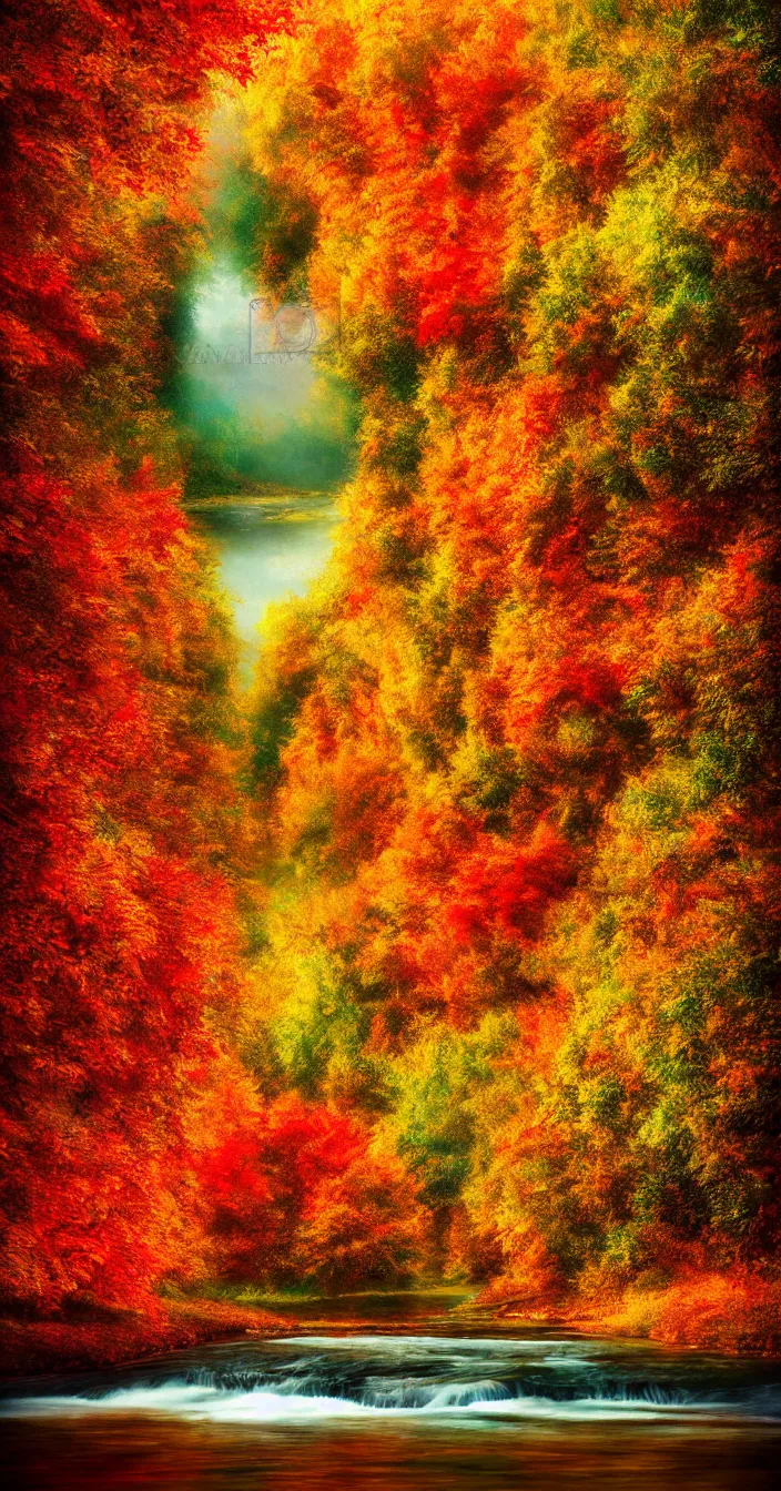 Prompt: realistic photo of colorful autumn, very sharp focus, very hyper realistic, highly detailed, fantasy art station