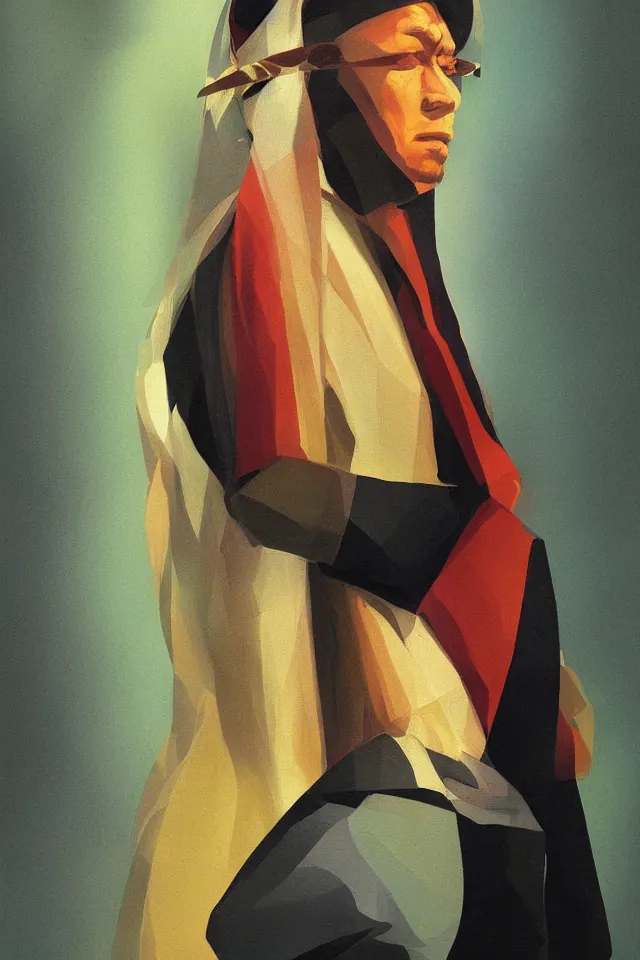 Image similar to sfumato renaissance oil painting of a modern shaman, modern minimal isei miyake outfit, in the style of syd mead, jeremy cowart, concept art