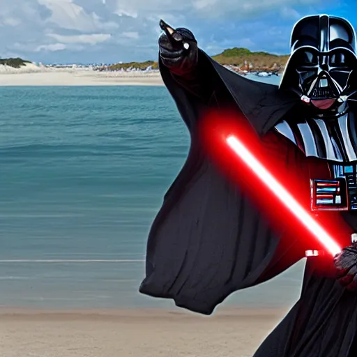 Image similar to darth vader goes to the beach