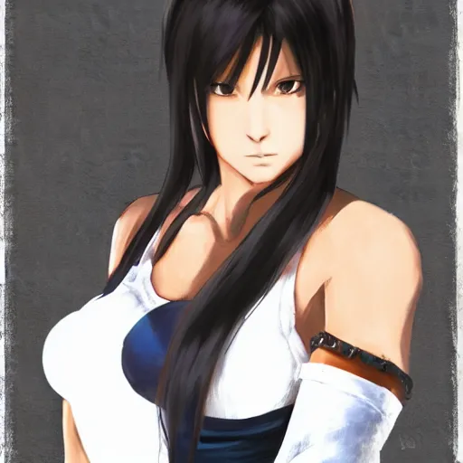 Image similar to high quality concept art of tifa lockhart