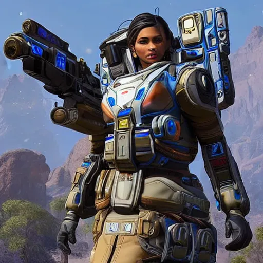 Prompt: ultra realist and ultra intricate detailed photo of a beautiful sci-fi armored Apex legends Legendary skin