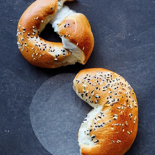 Image similar to A bagel with seagull wings