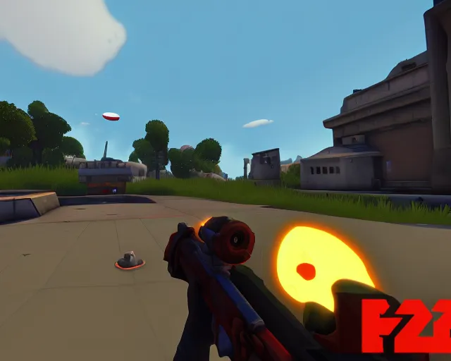 Image similar to TF2 screenshot 'koth_clownworld' with game HUD, source engine footage, game HUD, heavy weapons guy