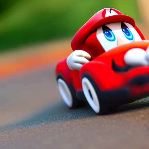 Prompt: mario as a car, highly detailed, extremely high quality, hd, 4 k, 8 k, professional photographer, 4 0 mp, lifelike, top - rated, award winning, realistic, detailed lighting, detailed shadows, sharp, no blur, edited, corrected, trending