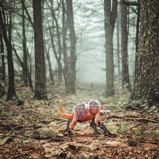 Image similar to An evil and disturbing creature discovered in the woods, Canon EOS R3, f/1.4, ISO 200, 1/160s, 8K, RAW, unedited, symmetrical balance, in-frame