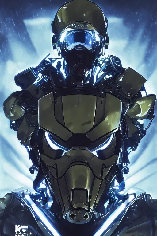 Prompt: cyber cyborg ninja lion mask helmet metal gear solid artic suit swat commando, global illumination ray tracing hdr fanart arstation by sung choi and eric pfeiffer and gabriel garza and casper konefal, a spectacular view cinematic rays of sunlight comic book illustration, by john kirby