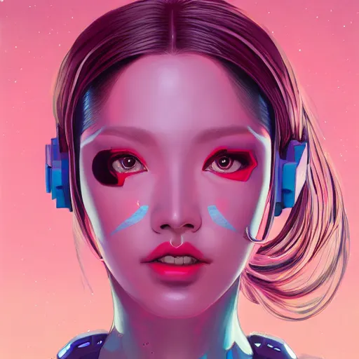 Image similar to portrait painting of a cyberpunk olivia hye from loona, sharp focus, award - winning, trending on artstation, masterpiece, highly detailed, intricate. art by josan gonzales and moebius and deathburger