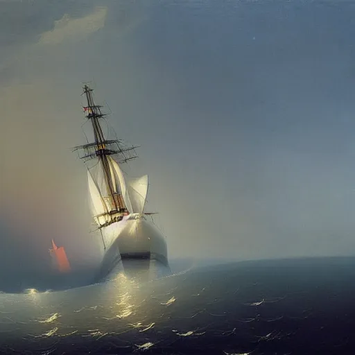 Image similar to minimalist futuristic zaha hadid ship painting by ivan aivazovsky